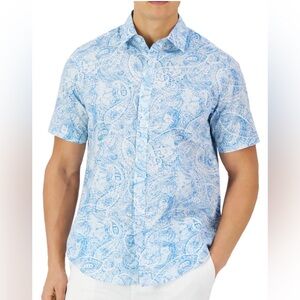 Club Room Mens Blue Paisley Collared Button Down Shirt NWT Size M